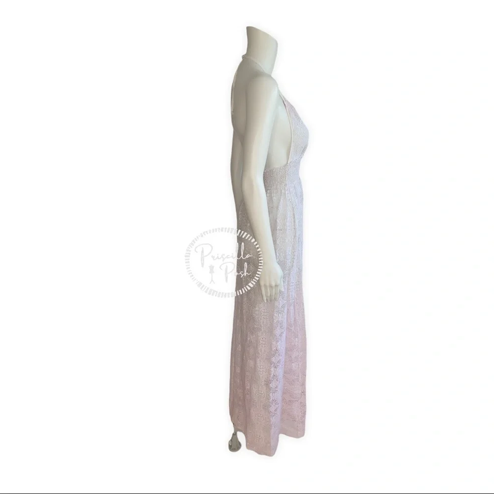 LoveShackFancy
Beach Shack Lace Maxi Dress Halter Neck Backless Ombre Lace - Picture 9 of 14